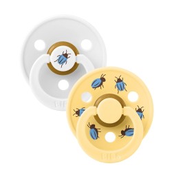 2 бр. Биберони BIBS Studio COLOUR, Beetle - White/Pale Butter, 6-18 месеца